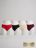 10-Pack Women's Bikini Underwear | Daily Comfort Panties | Soft Breathable Briefs – Black, Red, Nude & Burgundy