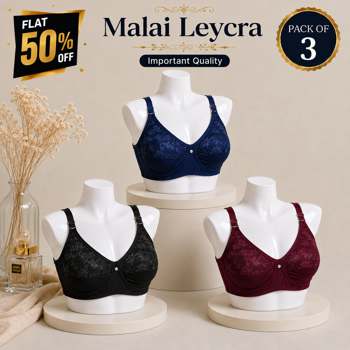 Premium Malai Lycra Non-Padded Bra – Soft Comfort & Flexible Fit | Multiple Colors