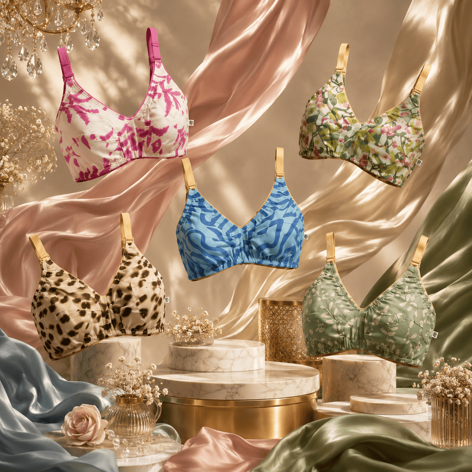 print Cotton Non-Padded Bras  Pack of 5